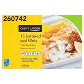 Chefs Larder 15 Battered Cod Fillets 1.65kg  Adomoo
